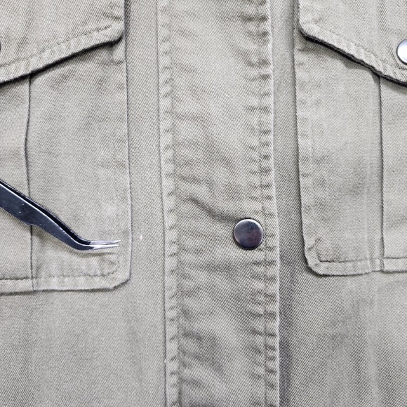 BP Jacket Women S Green Utility Drawstring Waist Long Sleeve Cotton Button Front - Picture 2 of 13